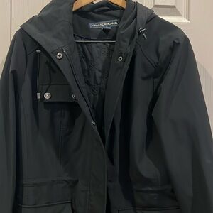 Black lined jacket with hood. No stains or tears. Smoke and pet free home